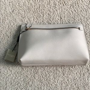 NWT Burberry Pendleton Goat Leather Pouch Cream